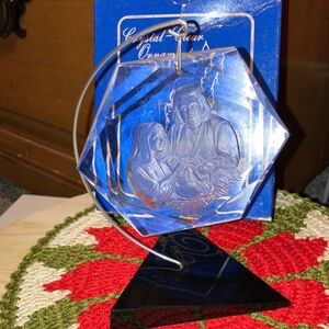 Vintage Clear Acrylic Nativity Ornament With Stand In Original Box